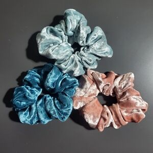 3 Piece Scrunchie Velvet Velour Oversized Hair Accessory Women Pink Blue Teal‎